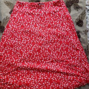 Skirt floral red knit rayon